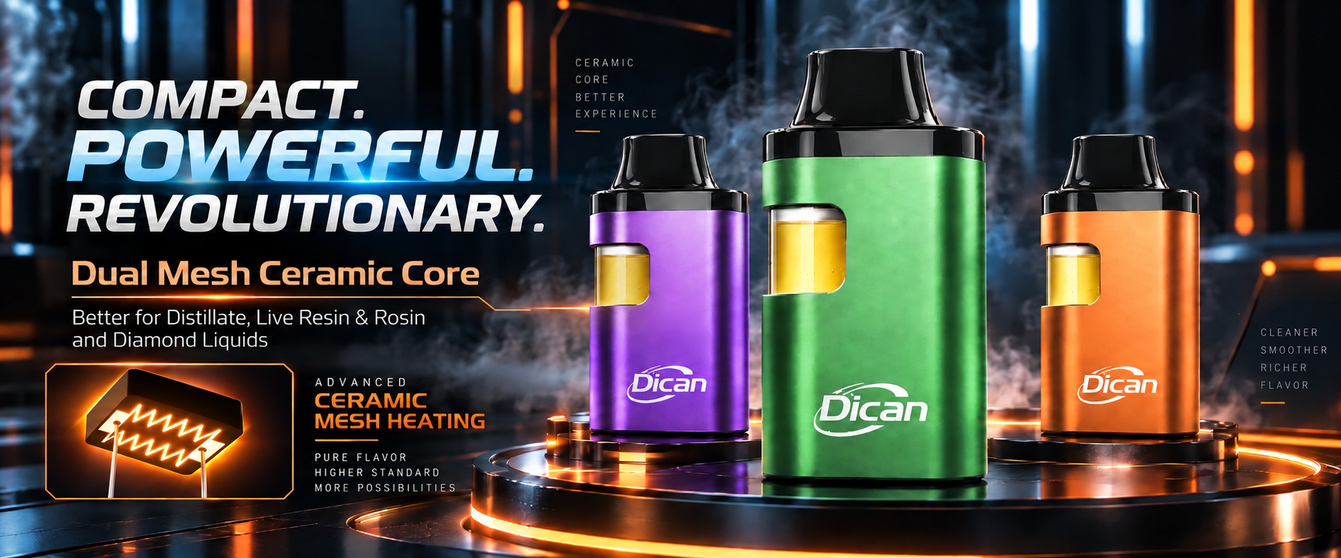 Dual Mesh Ceramic Core Vape สำหรับน้ำมันกัญชา